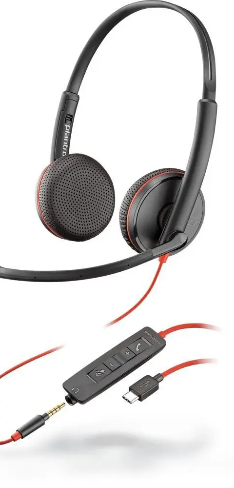 HP Poly Blackwire 3225 Stereo USB-C Headset +3.5mm Plug +USB-C/A Adapter (Bulk)