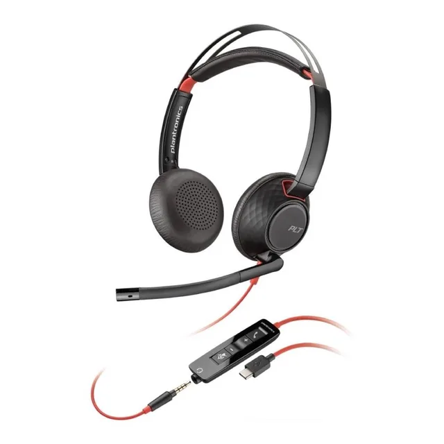 HP Poly Blackwire 5220 Stereo USB-C Headset +3.5mm Plug +USB-C/A Adapter (Bulk)