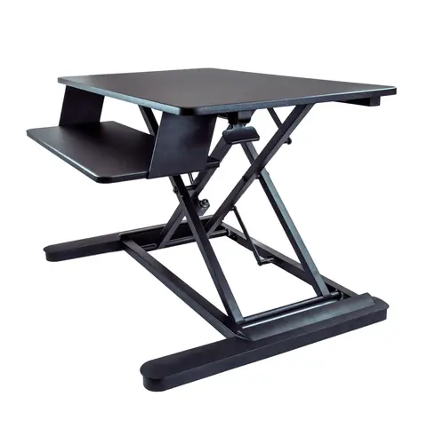 StarTech.com Sit Stand Desk Converter with Keyboard Tray - Large 35” x 21" Surface - Height Adjustable Ergonomic Desktop/Tabletop Standing Workstation - Holds 2 Monitors - Pre-Assembled