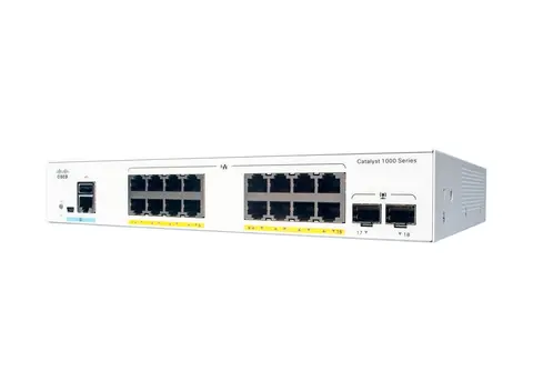 Cisco Catalyst 1000-16FP-2G-L Network Switch, 16 Gigabit Ethernet (GbE) PoE+ Ports, 240W PoE Budget, two 1 G SFP Uplink Ports, Fanless Operation, Enhanced Limited Lifetime Warranty (C1000-16FP-2G-L)