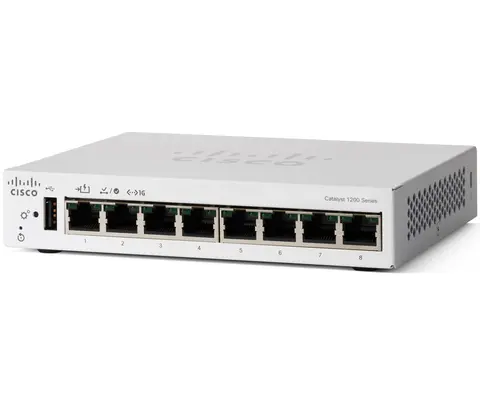 Cisco Catalyst 1200-8T-D Smart Switch, 8 Port GE, Ext PS, Desktop, Limited Lifetime Protection (C1200-8T-D)