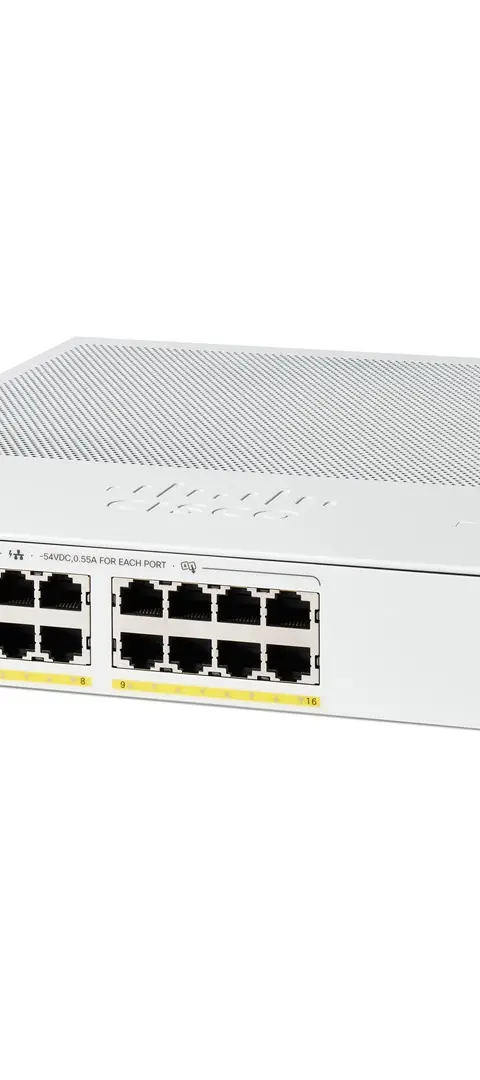 Cisco Catalyst 1300-16FP-2G Managed Switch, 16 Port GE, Full PoE, 2x1GE SFP, Limited Lifetime Protection (C1300-16FP-2G)