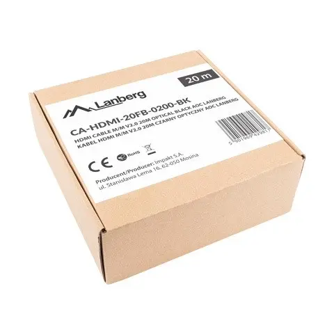 Lanberg CA-HDMI-20FB-0200-BK HDMI cable 20 m HDMI Type A (Standard) Black, Silver