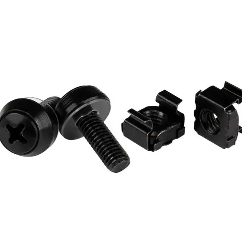StarTech.com M6 x 12mm - Screws and Cage Nuts - 100 Pack, Black