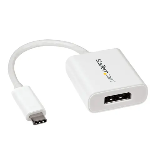 StarTech.com USB C to DisplayPort Adapter - 4K 60Hz/8K 30Hz - USB Type-C to DP 1.4 HBR2 Adapter Dongle - Compact USB-C (DP Alt Mode) Monitor Video Converter - Thunderbolt 3 Compatible - White