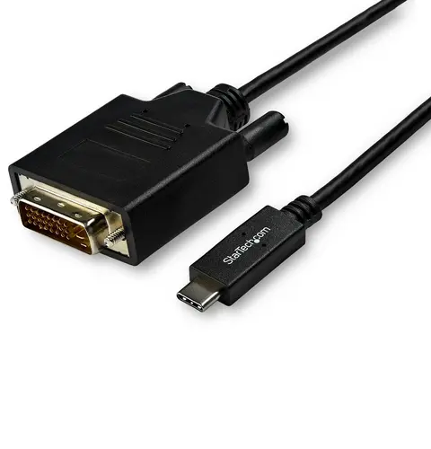 StarTech.com 10ft (3m) USB C to DVI Cable - 1080p (Single Link) USB Type-C (DP Alt Mode HBR2) to DVI-Digital Video Adapter Cable - Works w/ Thunderbolt 3 - Laptop to DVI Monitor/Display