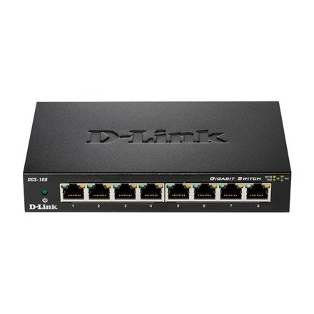 D-Link DGS-108 Unmanaged L2 Gigabit Ethernet (10/100/1000) Black