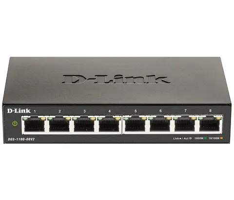 D-Link DGS-1100-08V2 Managed L2 Gigabit Ethernet (10/100/1000) Black
