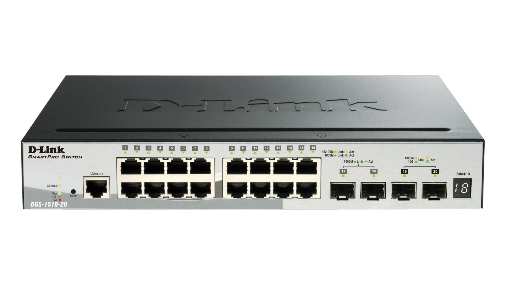 D-Link DGS-1510-20/E network switch Managed L2/L3 Gigabit Ethernet (10/100/1000) 1U Grey