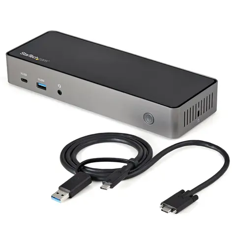 StarTech.com USB-C & USB-A Dock - Hybrid Universal Triple Monitor Laptop Docking Station DisplayPort & HDMI 4K 60Hz - 85W Power Delivery, 6x USB Hub, GbE, Audio - USB 3.1 Gen 2 10Gbps - TAA