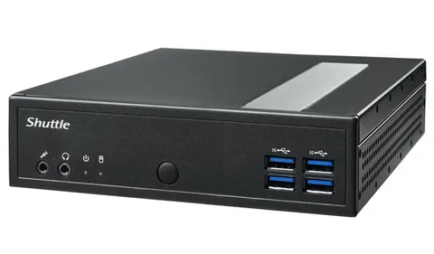 Shuttle XPC Slim System DL3000XA, Intel N100, 8GB RAM, 128GB SSD M.2 (NVMe), 2x LAN (2x 2.5Gbit), 2xCOM, 1xHDMI, 1xDP, 1x VGA, fanless, 24/7 permanent operation