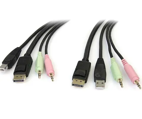 StarTech.com 6ft 4-in-1 USB DisplayPort KVM Switch Cable w/ Audio & Microphone