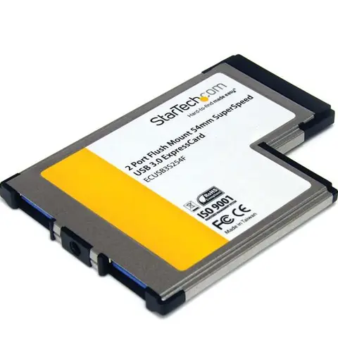 StarTech.com 2 Port Flush Mount ExpressCard 54mm SuperSpeed USB 3.0 Card Adapter with UASP Support