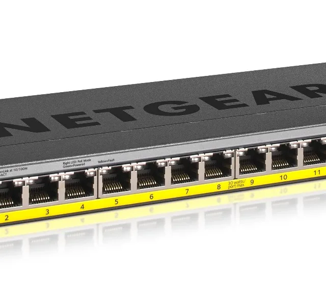 NETGEAR GS116PP Unmanaged Gigabit Ethernet (10/100/1000) Power over Ethernet (PoE) Black