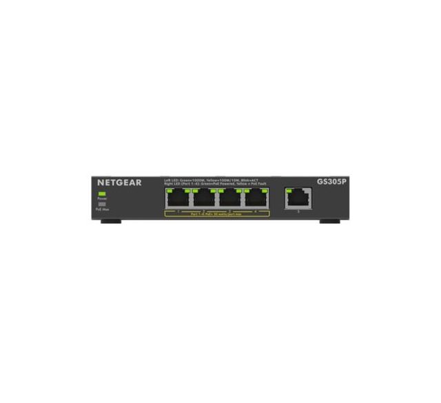 NETGEAR GS305Pv3 Unmanaged Gigabit Ethernet (10/100/1000) Power over Ethernet (PoE) Black
