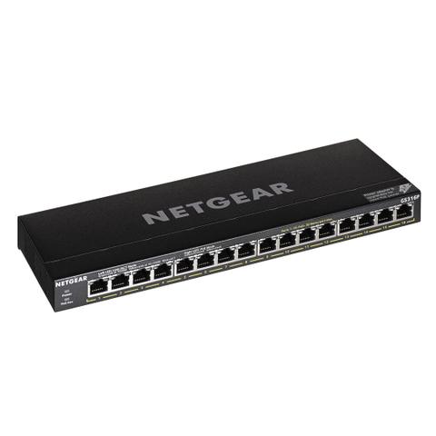 NETGEAR GS316P Unmanaged Gigabit Ethernet (10/100/1000) Power over Ethernet (PoE) Black
