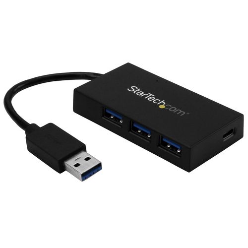 StarTech.com 4 Port USB 3.0 Hub - USB Type-A Hub with 1x USB-C & 3x USB-A (SuperSpeed 5Gbps) - USB Bus or Self-Powered - Portable USB 3.1/3.2 Gen 1 BC 1.2 Charging Hub w/ Power Adapter~4 Port USB 3.0 Hub - USB Type-A Hub with 1x USB-C & 3x USB-A (SuperSpeed 5Gbps) - USB Bus or Self-Powered - Portable USB 3.2 Gen 1 BC 1.2 Charging Hub w/ Power Adapter
