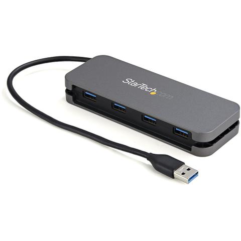 StarTech.com 4 Port USB 3.0 Hub - USB-A to 4x USB-A - SuperSpeed 5Gbps Portable USB 3.1 Gen 1 Type-A Hub - USB Bus Powered - Laptop/Desktop USB Hub with Long Cable 28cm & Cable Management~4 Port USB 3.0 Hub - USB-A to 4x USB-A - SuperSpeed 5Gbps Portable USB 3.2 Gen 1 Type-A Hub - USB Bus Powered - Laptop/Desktop USB Hub with Long Cable 28cm & Cable Management