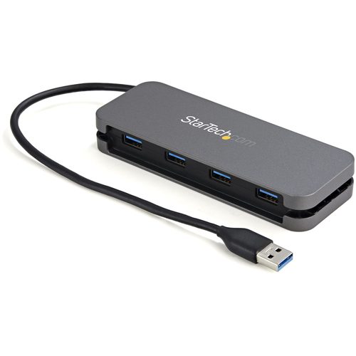 StarTech.com 4 Port USB 3.0 Hub - USB-A to 4x USB-A - SuperSpeed 5Gbps Portable USB 3.1 Gen 1 Type-A Hub - USB Bus Powered - Laptop/Desktop USB Hub with Long Cable 28cm & Cable Management~4 Port USB 3.0 Hub - USB-A to 4x USB-A - SuperSpeed 5Gbps Portable USB 3.2 Gen 1 Type-A Hub - USB Bus Powered - Laptop/Desktop USB Hub with Long Cable 28cm & Cable Management