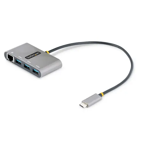 StarTech.com 3-Port USB-C Hub with Ethernet - 3x USB-A - Gigabit Ethernet - USB 3.0 5Gbps - Bus-Powered - 1ft/30cm Long USB Type-C Host Cable - GbE - Portable USB-C to USB-A Hub