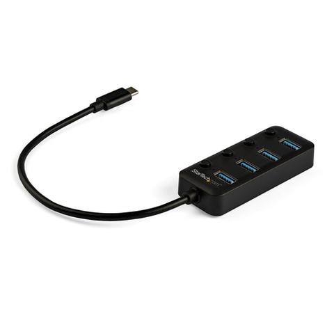 StarTech.com 4 Port Bus Powered USB C Hub with Individual On/Off Switches, USB 3.0 (5Gbps) Expansion Hub, Desktop/Laptop USB-C to USB-A Splitter