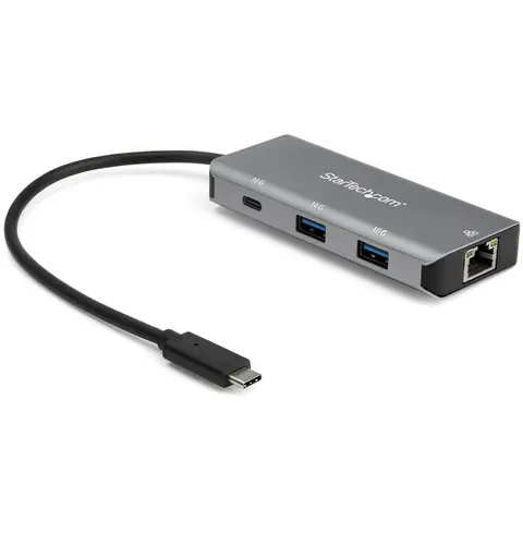 StarTech.com 3 Port USB C Hub with Gigabit Ethernet RJ45 GbE Port - 2x USB-A, 1x USB-C - SuperSpeed 10Gbps USB 3.1/3.2 Gen 2 Type C Hub Adapter - USB Bus Powered - Aluminum - Works w/TB3~3 Port USB C Hub with Gigabit Ethernet RJ45 GbE Port - 2x USB-A, 1x USB-C - SuperSpeed 10Gbps USB 3.2 Gen 2 Type C Hub Adapter - USB Bus Powered - Aluminum - Works w/TB3