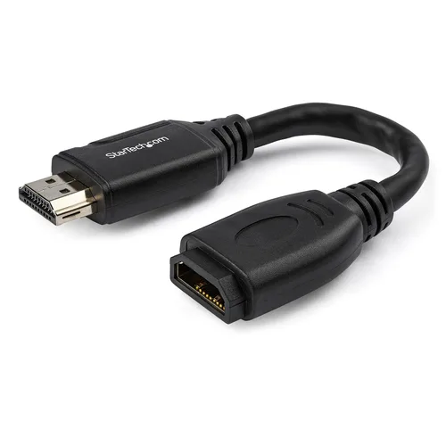 StarTech.com 6" (15cm) HDMI Port Saver Cable - 4K 60Hz High Speed HDMI 2.0 Extension Cable with Ethernet - Short HDMI Extension Cable - HDMI Male to Female Extension Adapter Cord