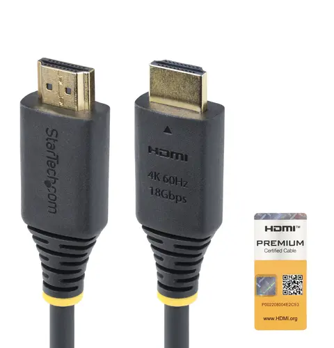 StarTech.com 2m (6.6ft) Premium Certified High Speed HDMI Cable, 4K 60Hz/1440p 144Hz, HDR10/HDCP 2.2/ARC, 18Gbps, UHD HDMI 2.0 Cord for TV/Monitor/Display, TPE Jacket