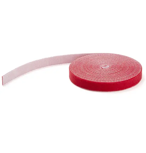 StarTech.com 25ft Hook and Loop Roll - Cut-to-Size Reusable Cable Ties - Bulk Industrial Wire Fastener Tape /Adjustable Fabric Wraps Red / Resuable Self Gripping Cable Management Straps