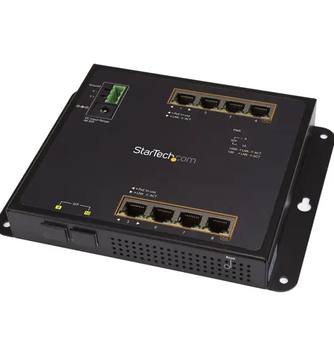 StarTech.com Industrial 8 Port Gigabit PoE+ Switch w/2 SFP MSA Slots - 30W - Layer/L2 Switch Hardened GbE Managed - Rugged High Power Gigabit Ethernet Network Switch IP-30/-40 C to 75 C
