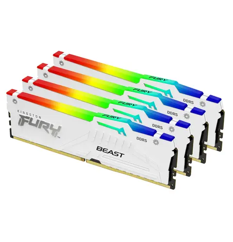 Kingston Technology FURY Beast 64GB 5200MT/s DDR5 CL40 DIMM (Kit of 4) White RGB XMP