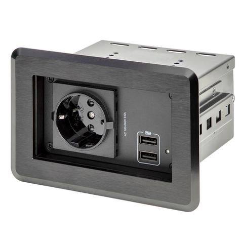 StarTech.com Conference Table Power Center with 1x CE Certified Schuko AC Outlet & 2x USB BC 1.2 - Recessed In-Table/Desk Power Strip/Charging Station for Meeting Room/Boardroom