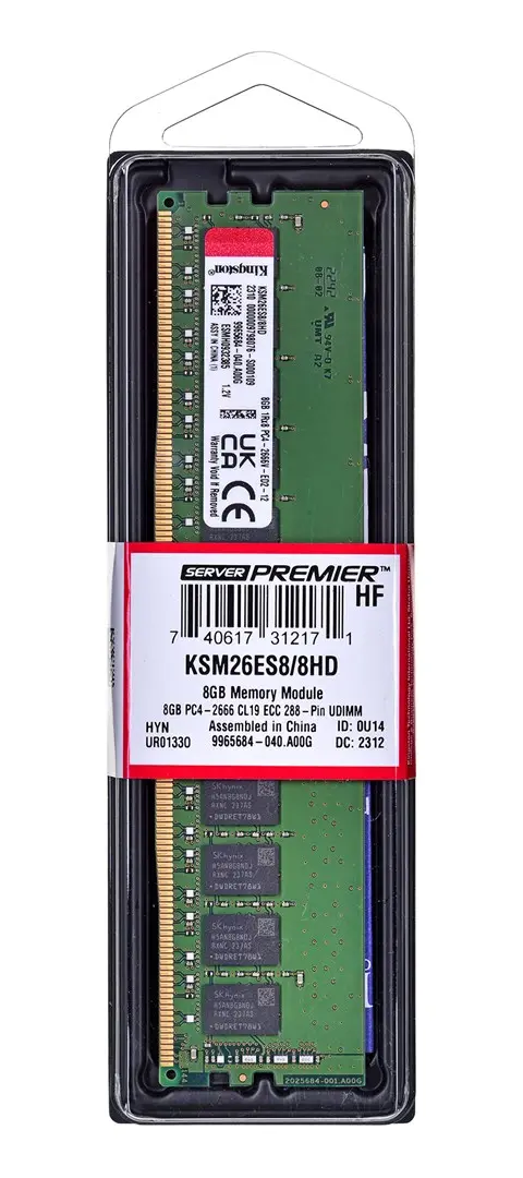 Kingston Technology KSM26ES8/8HD memory module 8 GB 1 x 8 GB DDR4 288-pin DIMM ECC