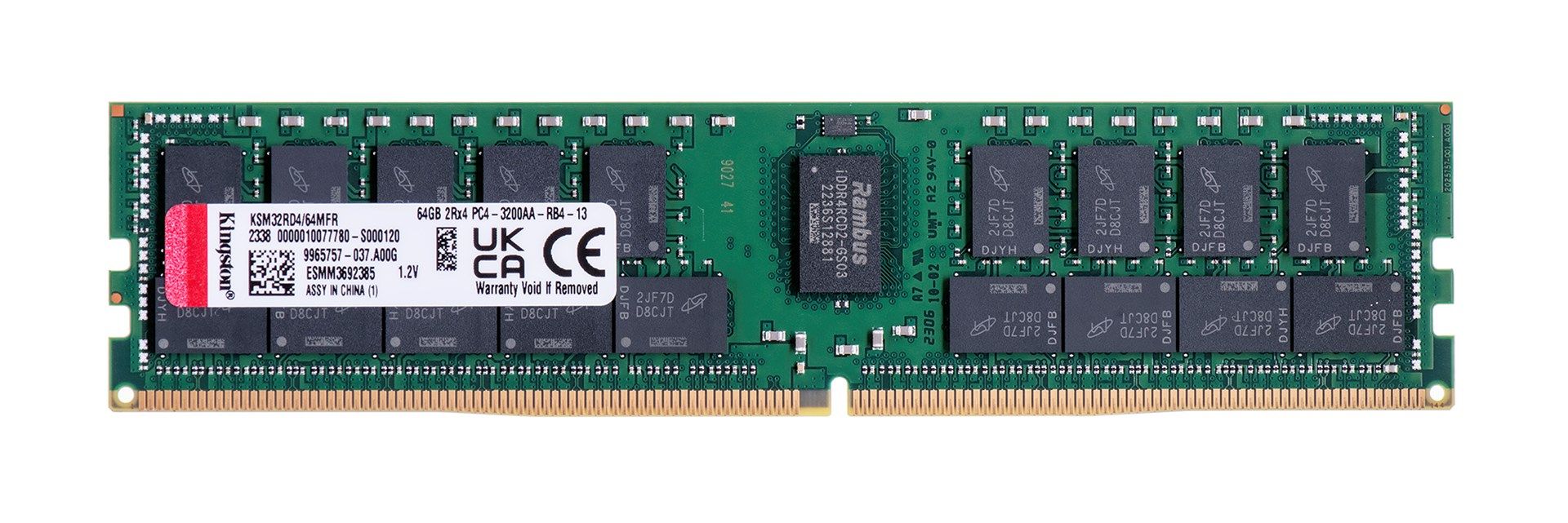 Kingston Technology KSM32RD4/64MFR memory module 64 GB 1 x 64 GB DDR4 3200 MT/s 288-pin DIMM ECC
