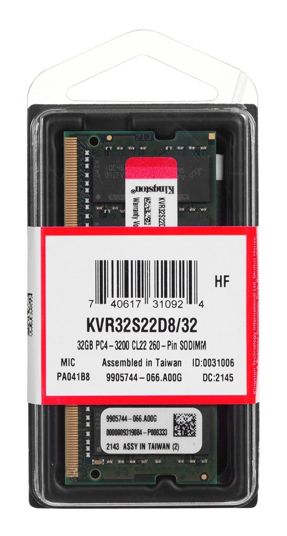 Kingston Technology ValueRAM memory module 32 GB 1 x 32 GB DDR4 3200 MT/s 260-pin SO-DIMM