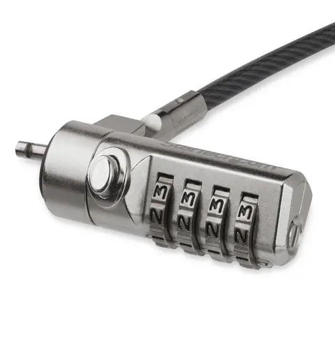 StarTech.com 6.5ft (2m) Laptop Cable Lock - 4 Digit Combination Laptop/Desktop Security Cable Lock for K-Slot Devices/Computers/Monitors - Portable Anti-Theft Vinyl Coated Steel Cable Lock