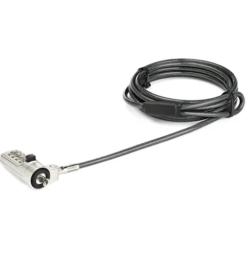 StarTech.com 6.5ft (2m) Laptop Cable Lock - 4-Digit Combination Laptop/Desktop Security Cable Lock for Wedge Slot Computers - Anti-Theft Vinyl-Coated Steel Combo Cable Lock - Portable