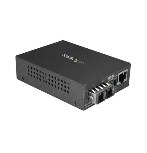 StarTech.com Single-Mode (SM) SC Fiber Media Converter for 10/100/1000 Networks, Standalone Gigabit Ethernet to SC Fiber Converter, 1310nm, 10km - TAA