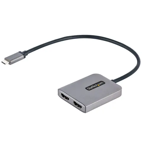 StarTech.com USB-C to Dual HDMI MST HUB - Dual HDMI 4K 60Hz - USB Type C Multi Monitor Adapter for Laptop w/ 1ft/30cm cable - DP 1.4 Multi-Stream Transport Hub - USB-C to HDMI Splitter