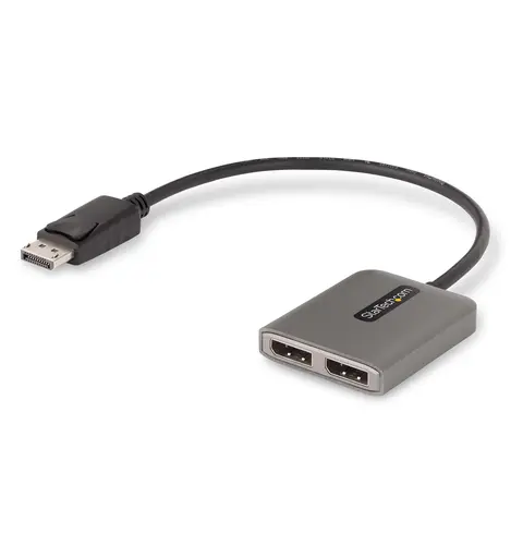 StarTech.com 2-Port DisplayPort MST Hub, Dual 4K 60Hz, DP to 2x DisplayPort Monitor Adapter, DP 1.4 Multi-Monitor Video Adapter, 1ft (30cm) Built-in Cable, USB Powered, Windows Only