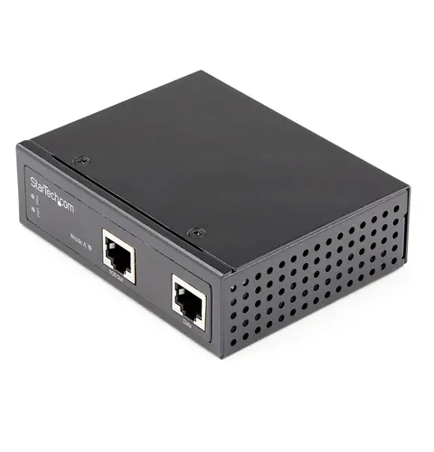 StarTech.com Industrial Gigabit Ethernet PoE Injector - 30W 802.3at PoE+ Midspan 48V-56VDC DIN Rail Power Over Ethernet Injector Adapter - -40C to +75C Cameras/Sensors/WiFi Access