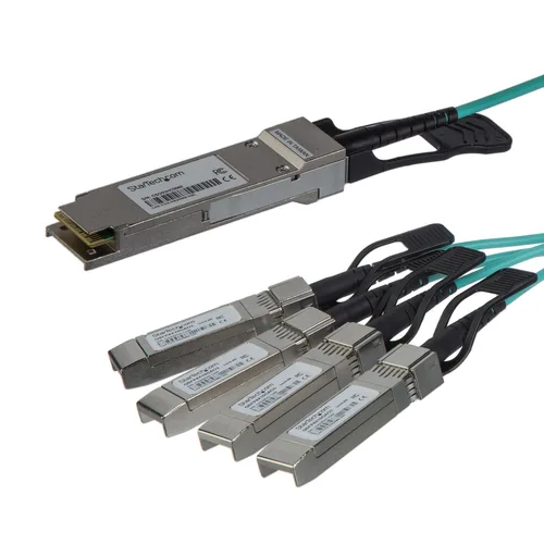 StarTech.com AOC Breakout Cable for Cisco QSFP-4X10G-AOC5M - 5m/16.4ft 40G 1x QSFP+ to 4x SFP+ AOC Cable - 40GbE QSFP+ Active Optical Fiber - 40Gbps QSFP Plus/Transceiver Module Breakout Cable - C9300 C3850 (QSFP4X10GAO5)~AOC Breakout Cable for Cisco QSFP-4X10G-AOC5M - 5m/16.4ft 40G 1x QSFP+ to 4x SFP+ AOC Cable - 40GbE QSFP+ Active Optical Fiber - 40Gbps QSFP Plus/Transceiver Module Breakout Cable - C9300 C3850
