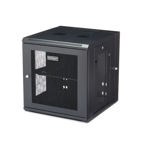 StarTech.com 4-Post 12U Wall Mount Network Cabinet with 1U Shelf, 19" Hinged Wall-Mounted Server Rack for Data / AV / Electronics / Computer Equipment, Flexible Vented Rack Enclosure