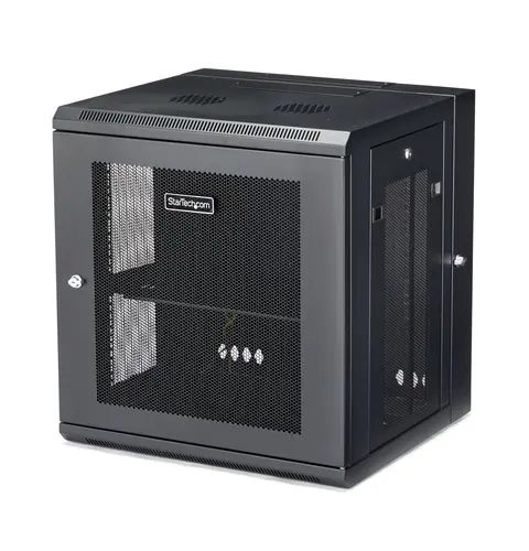 StarTech.com 4-Post 12U Wall Mount Network Cabinet with 1U Shelf, 19" Hinged Wall-Mounted Server Rack for Data / AV / Electronics / Computer Equipment, Flexible Vented Rack Enclosure