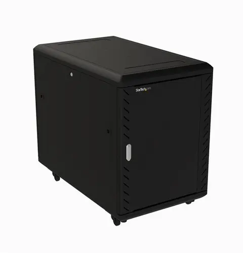 StarTech.com 4-Post 15U Server Rack Cabinet, Lockable 19" Data Rack Cabinet for Computer / AV / IT Equipment, Office / Home Network Rack with Casters & Adjustable Mounting Rails