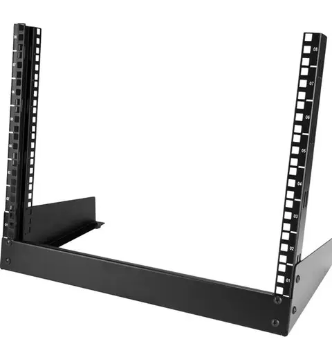 StarTech.com 2-Post 8U Desktop Server Rack, Small Open Frame 19in Computer Rack, Compact Network Rack for AV / Studio / Data / IT Equipment - Free Standing Two-Post Home/Office Rack