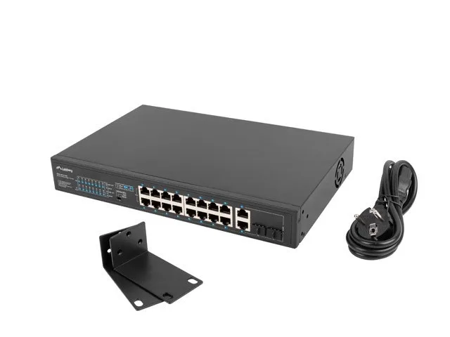 Lanberg RSFE-16P-2C-250 network switch Unmanaged Gigabit Ethernet (10/100/1000) Power over Ethernet (PoE) 1U Black