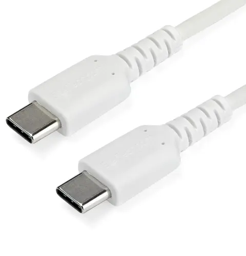 StarTech.com 2m USB C Charging Cable - Durable Fast Charge & Sync USB 2.0 Type C to USB C Laptop Charger Cord - TPE Jacket Aramid Fiber M/M 60W White - Samsung S10 S20 iPad Pro MS Surface