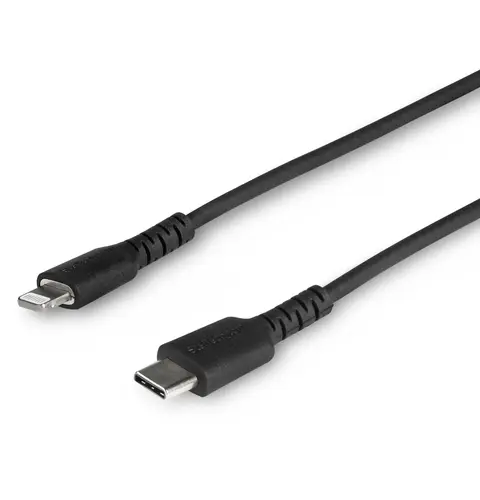 StarTech.com 3 foot (1m) Durable Black USB-C to Lightning Cable - Heavy Duty Rugged Aramid Fiber USB Type C to Lightning Charger/Sync Power Cord - Apple MFi Certified iPad/iPhone 12