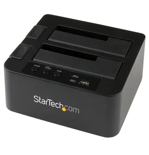 StarTech.com Dual Bay Hard Drive Duplicator, Standalone USB 3.0 (5 Gbps) / eSATA to 2.5/3.5" SATA III HDD/SSD Cloner/Copier, Hard Drive Docking Station, Hard Disk Cloner